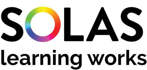 Company logo with colorful circle design.