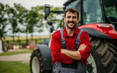 Farm safety course in action with modern tractors.